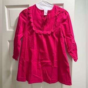 Mini Boden Nora Scallop Dress in bright pink